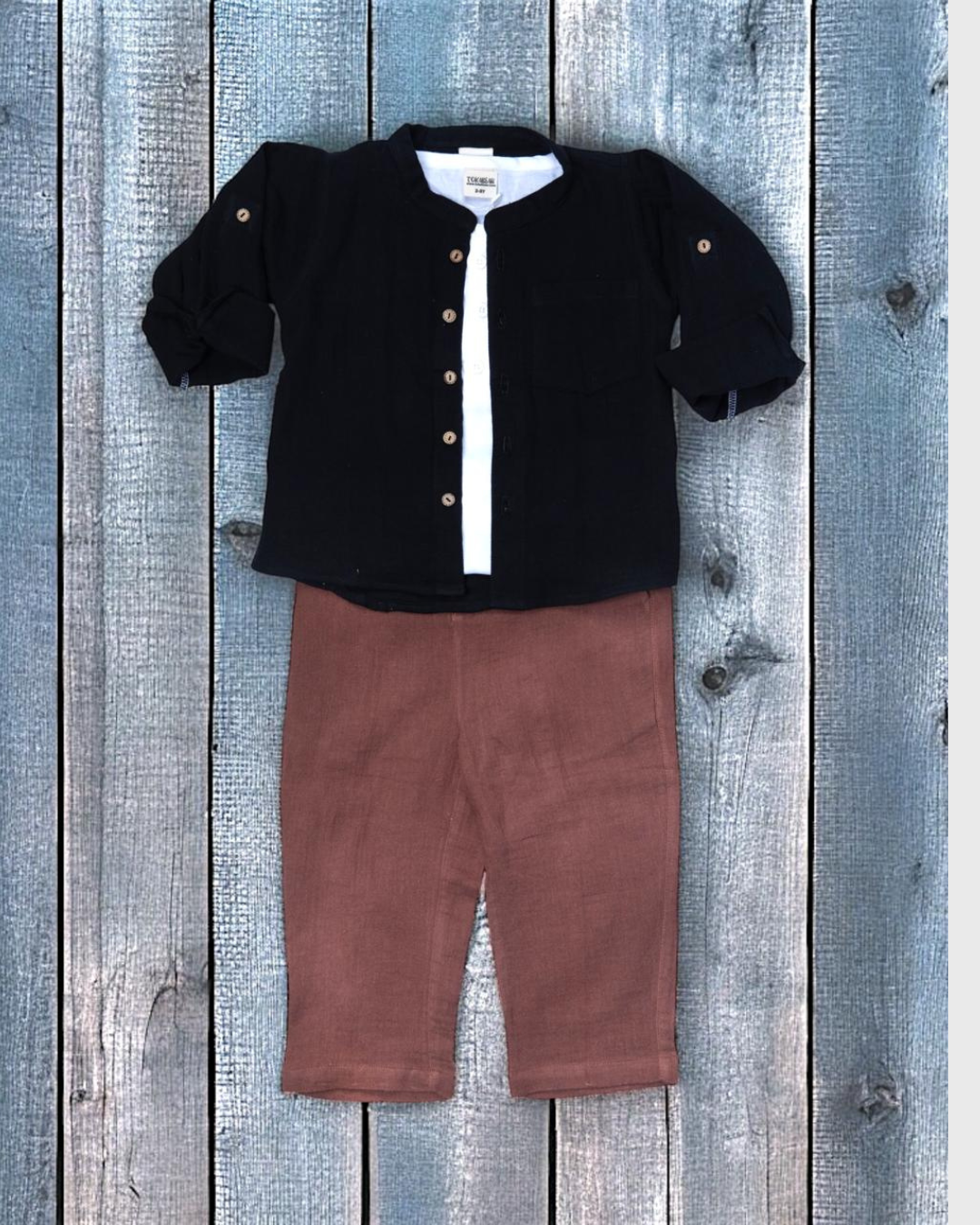 Organic Cotton Muslin Full Sleeve Shirt for Boys – Mandarin Collar