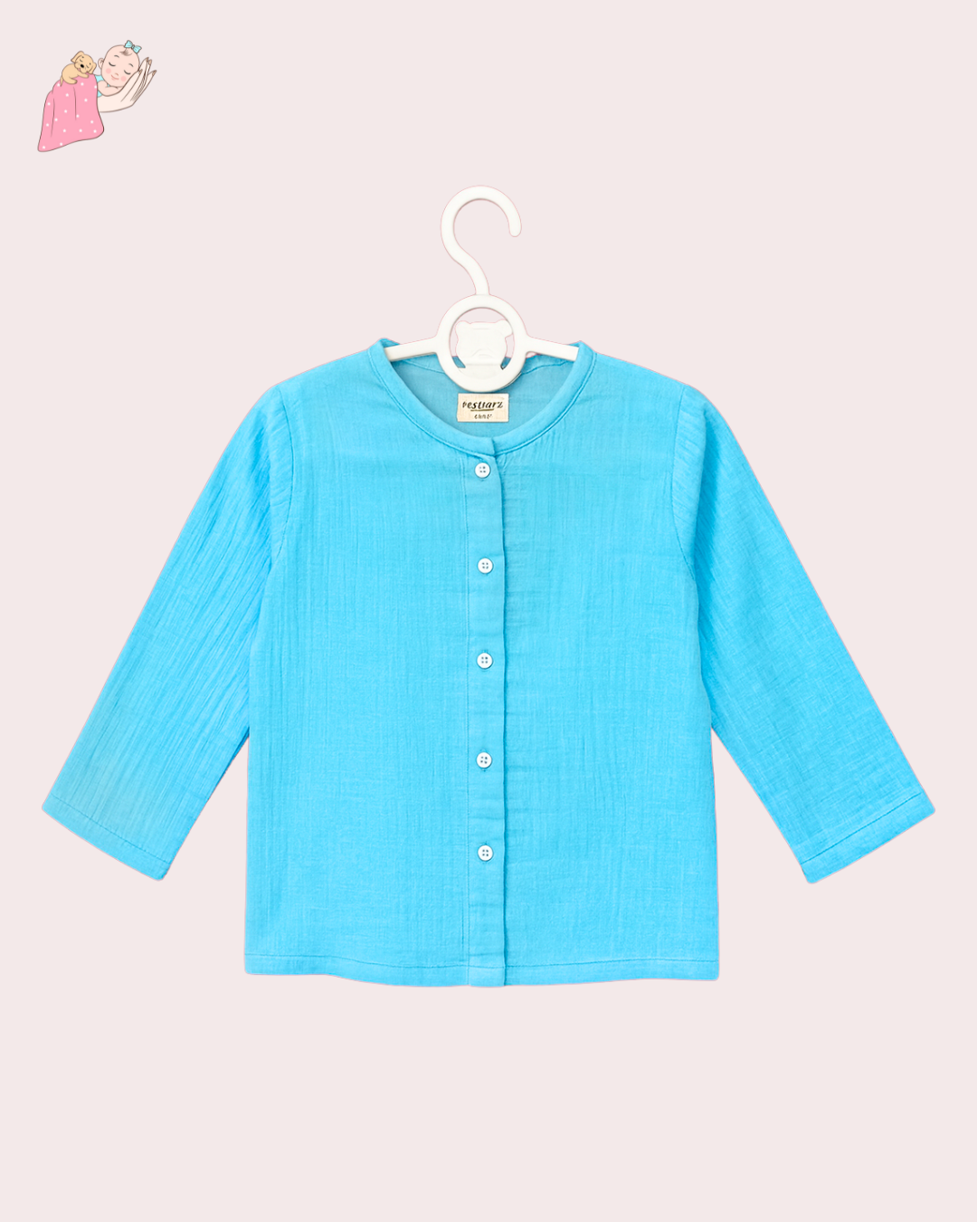 Organic Cotton Muslin Collarless Night Suits - Set of 2