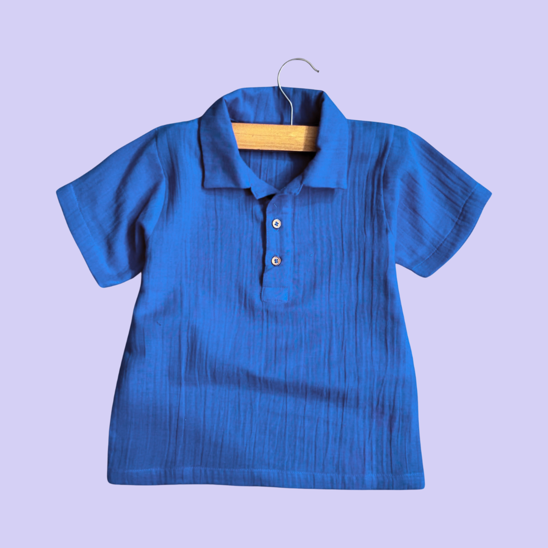 Muslin Polo Tee with Full Length Bottoms - 2 Sets