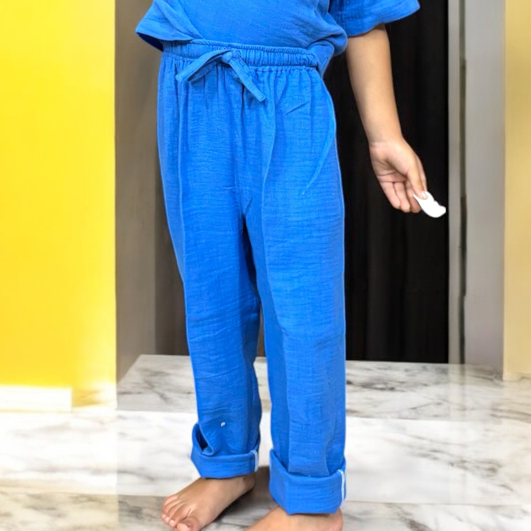 Muslin Polo Tee with Full Length Bottoms - 2 Sets