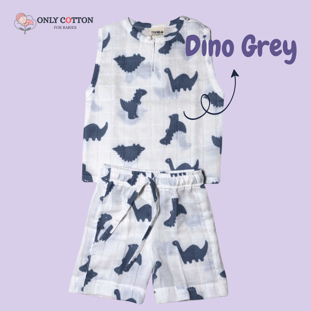 Organic Cotton Mulin Jhabla with Nikkar (Combo of 3 sets - Surprise Combo)