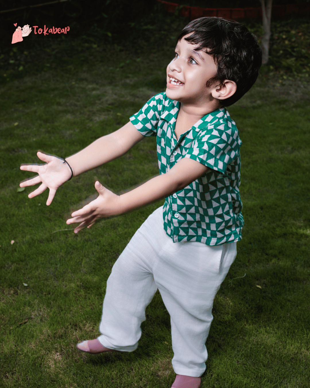 Organic Cotton Muslin Half-Sleeve Shirt for Boys – Resort Collar