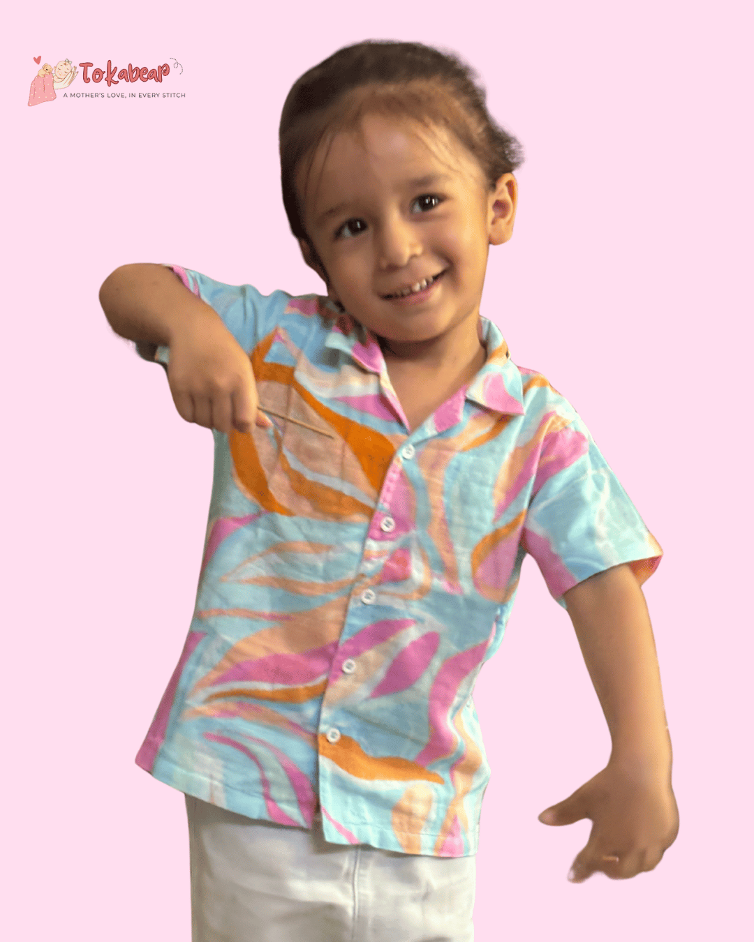 Organic Cotton Muslin Half-Sleeve Shirt for Boys – Resort Collar