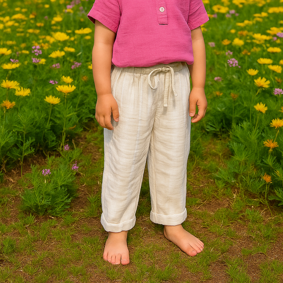Organic Cotton Muslin Bottoms with Adjustable Waistband (Set of 3)