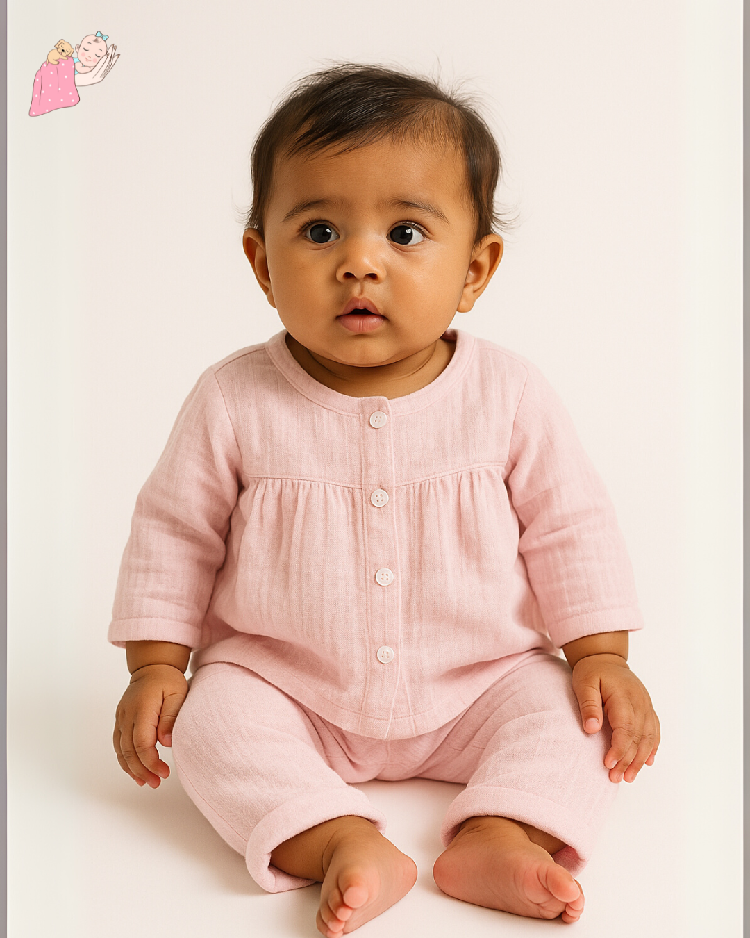 Organic Cotton Muslin Collarless Night Suits - Set of 2
