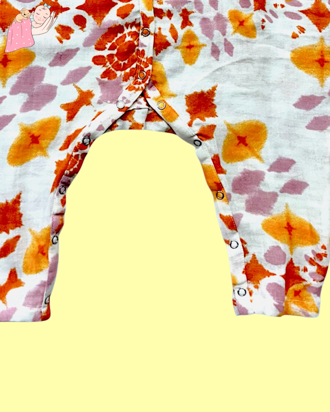 Organic Cotton Muslin Snap Up Rompers - Combo of 2 (Tie Die + Purple)