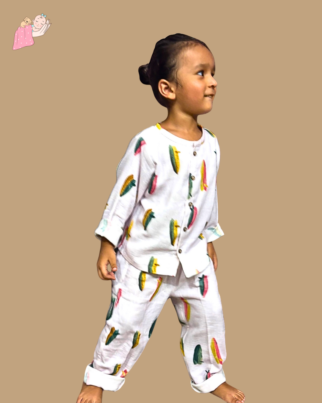 Organic Cotton Muslin Collarless Night Suits - Set of 2