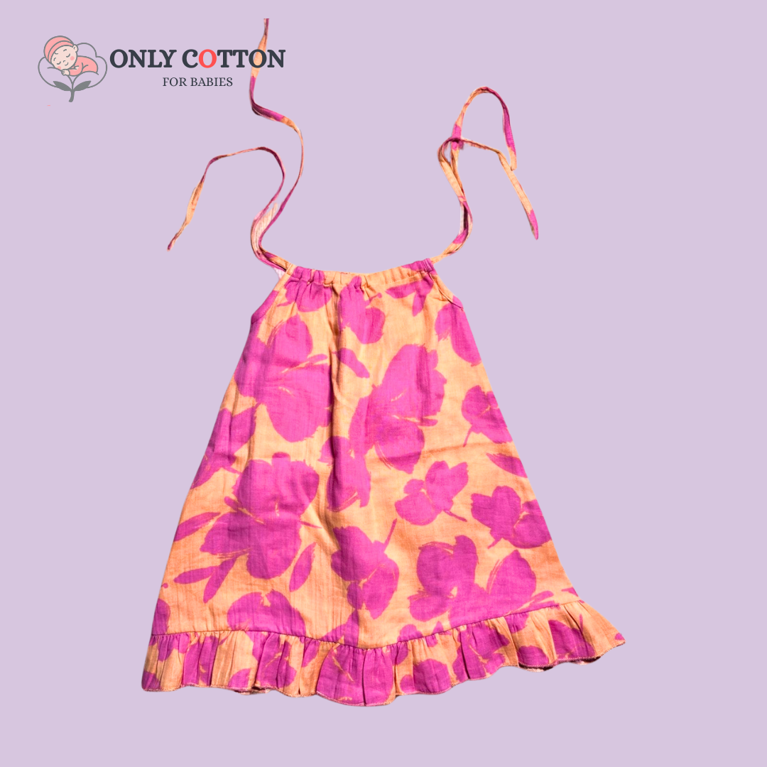 Organic Cotton Muslin Camisole Dress/ Girls Jhabla Set - Indian Colours Set of Four