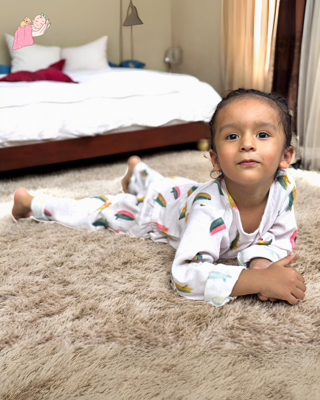 Organic Cotton Muslin Collarless Night Suits - Set of 2