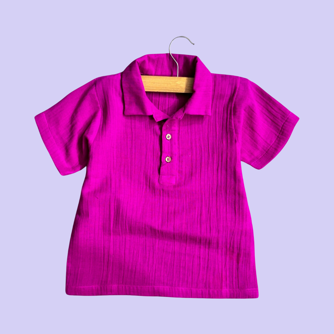 Muslin Polo Tee with Full Length Bottoms - 2 Sets