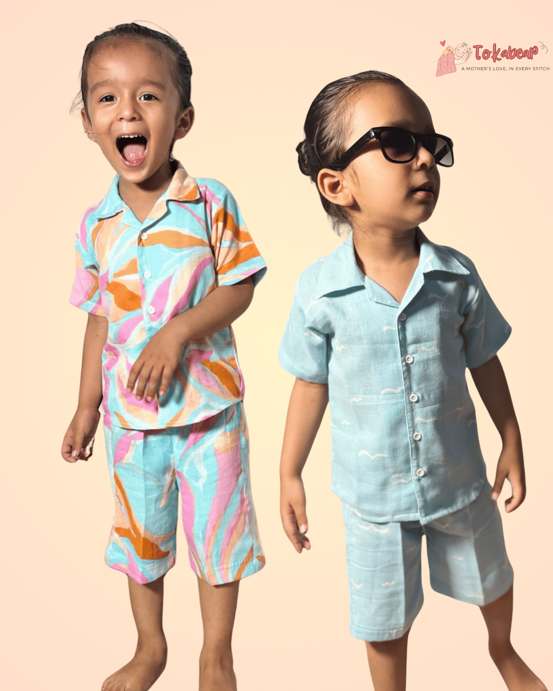 Unisex Resort Collar Muslin Co-ord Set Combo (Combo of 2 Sets)