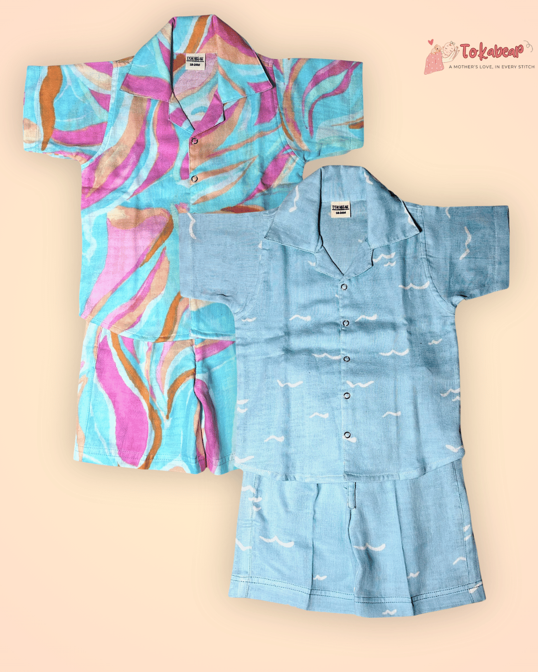 Unisex Resort Collar Muslin Co-ord Set Combo (Combo of 2 Sets)
