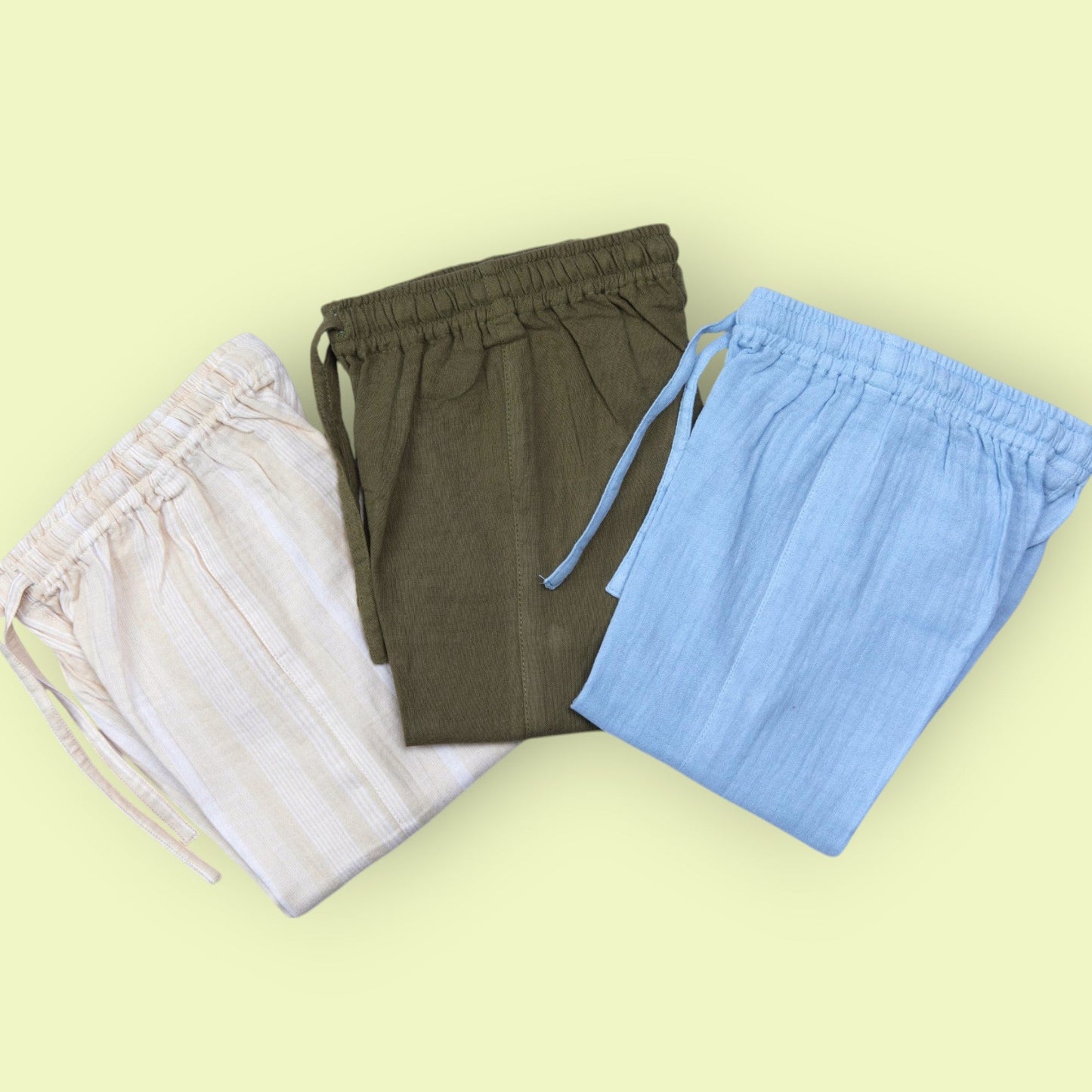 Organic Cotton Muslin Bottoms with Adjustable Waistband (Set of 3)