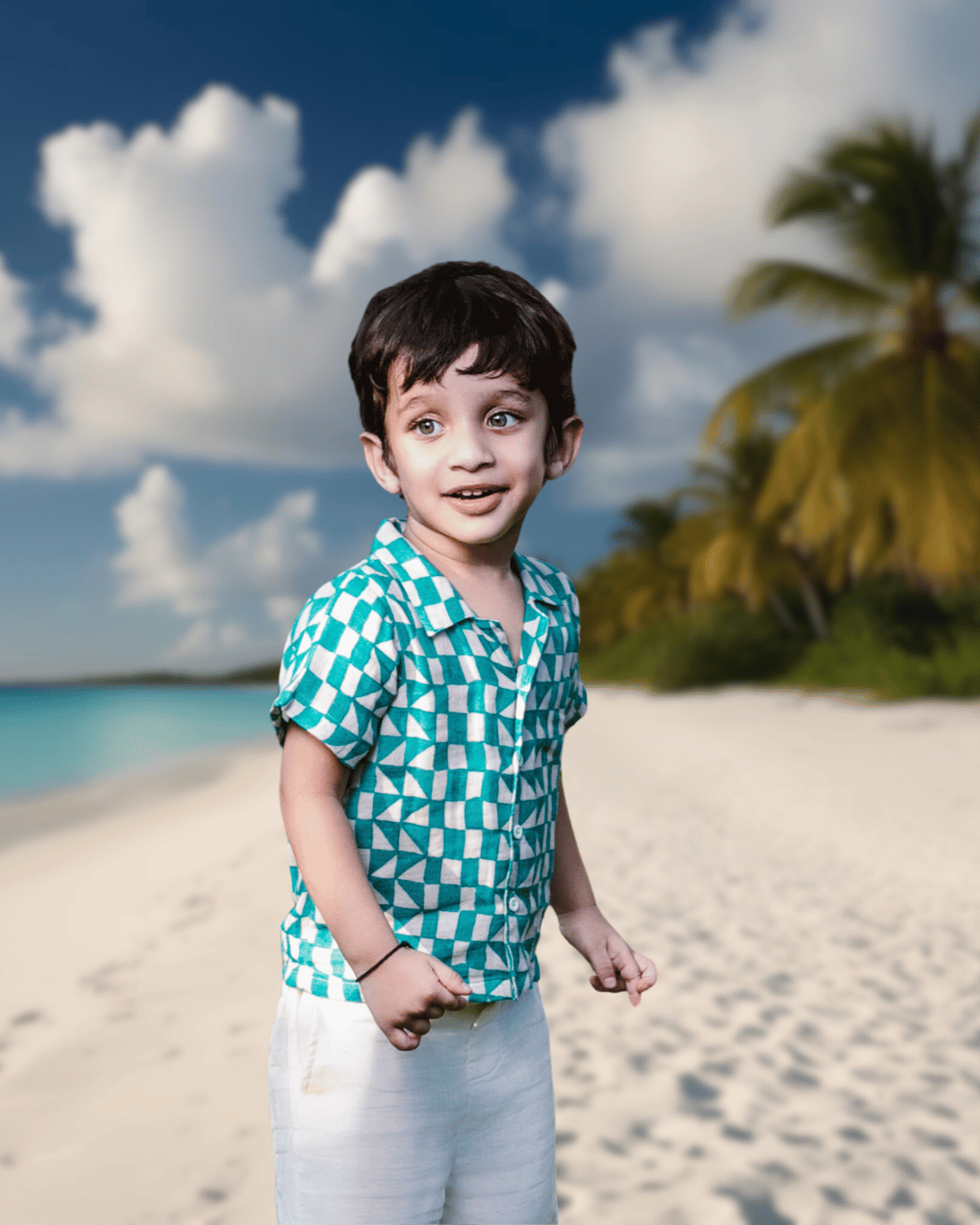 Organic Cotton Muslin Half-Sleeve Shirt for Boys – Resort Collar