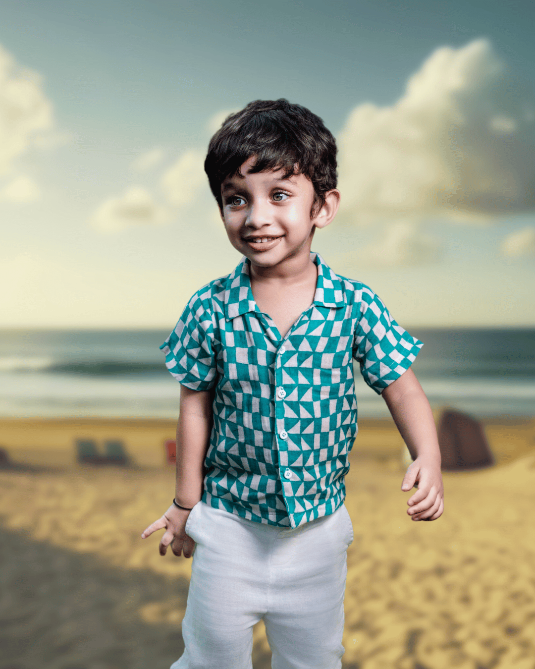 Organic Cotton Muslin Half-Sleeve Shirt for Boys – Resort Collar