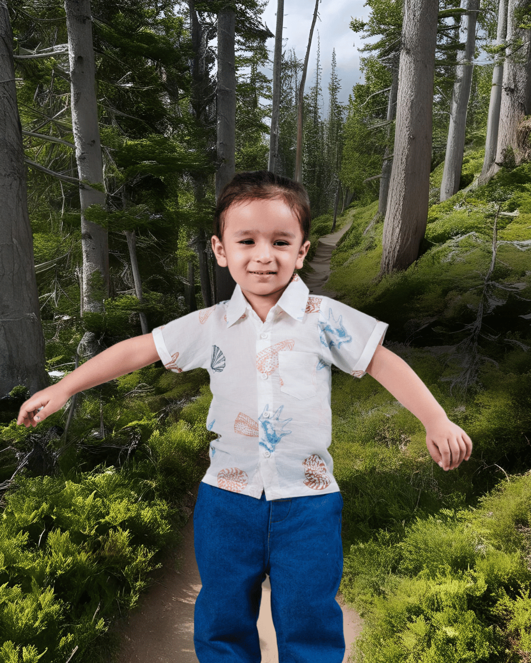 Organic Cotton Muslin Half-Sleeve Shirt for Boys – Resort Collar