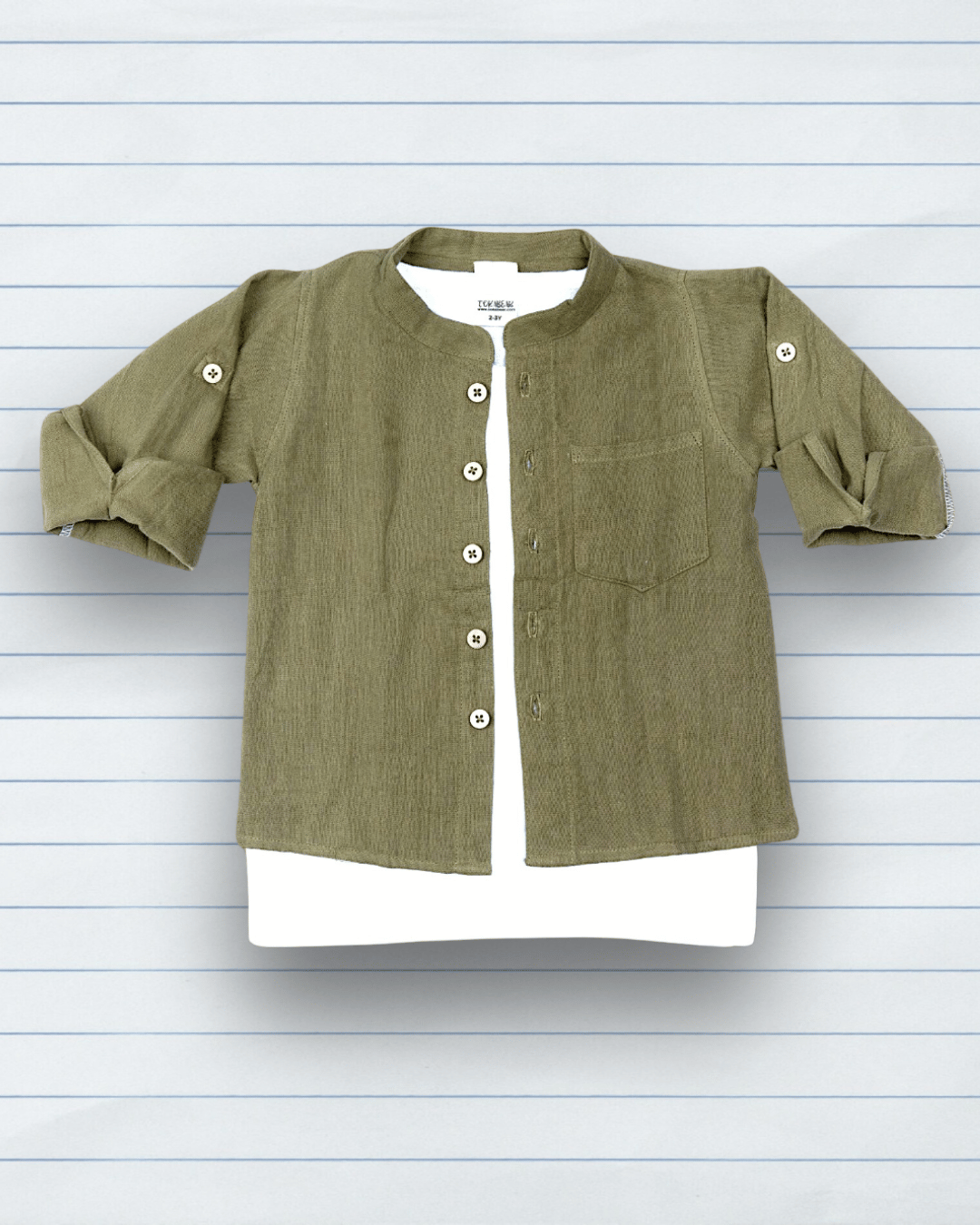 Muslin Shirt Mandarin Collar Green 1