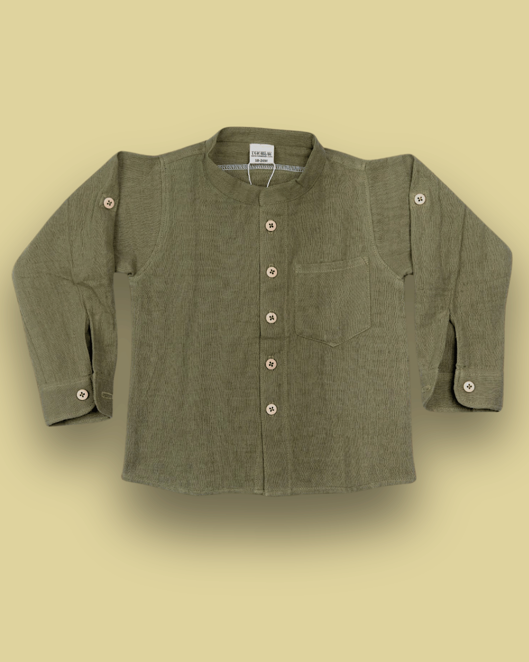 Muslin Shirt Mandarin Collar Green 2