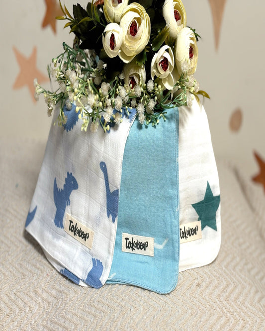 Organic Cotton Muslin Double Layered Extra Large Washcloth - Assorted Set of 3