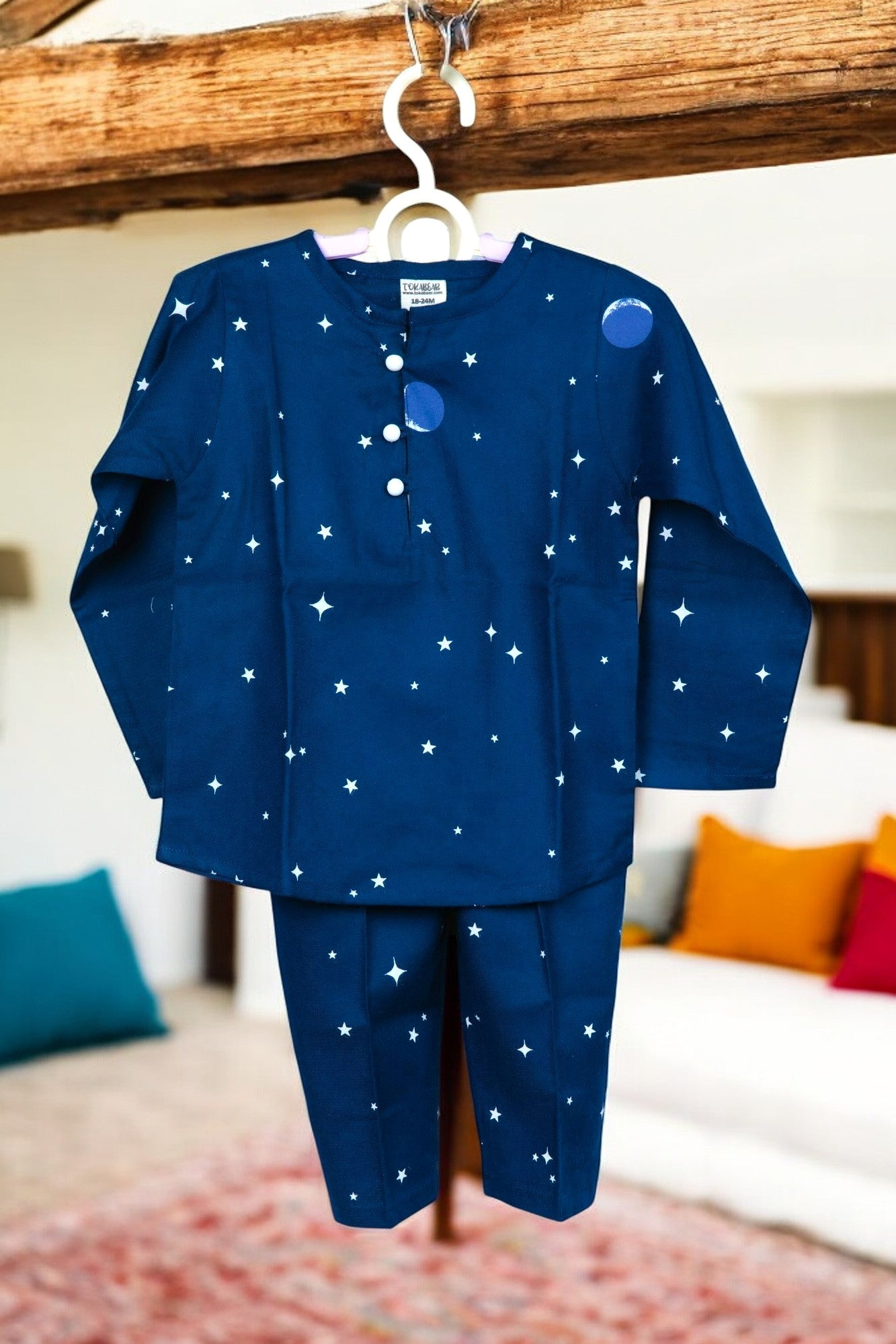 Two-Piece Unisex Cotton Night Suit - Star