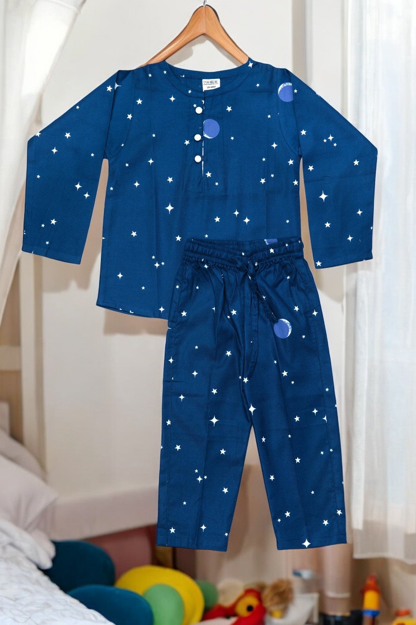 Two-Piece Unisex Cotton Night Suit - Star