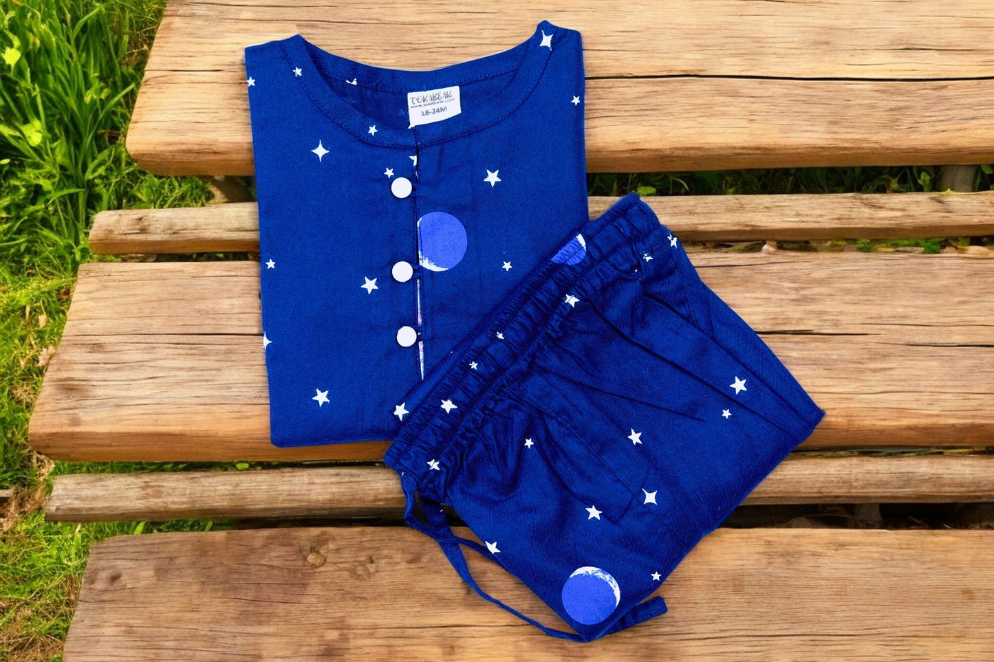 Two-Piece Unisex Cotton Night Suit - Star