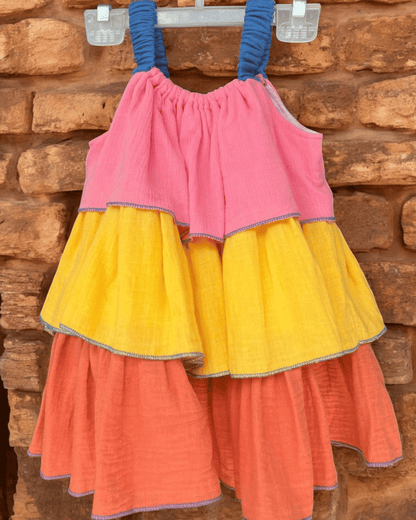 100% Organic Cotton Sunset Bloom Layered Dress