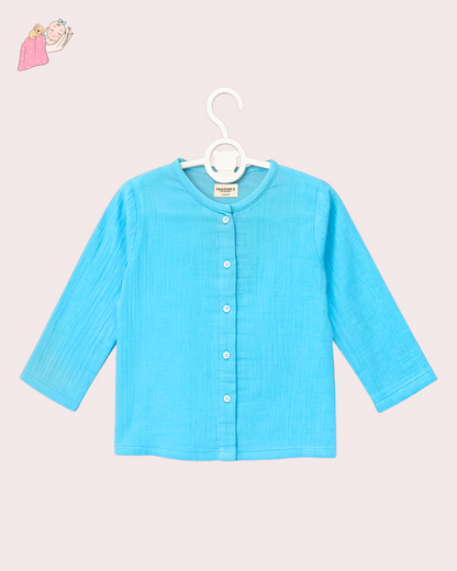 Organic Cotton Muslin Collarless Night Suits - Set of 2
