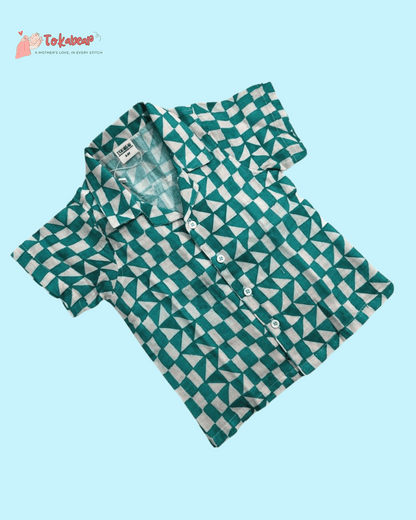 Organic Cotton Muslin Half-Sleeve Shirt for Boys – Resort Collar