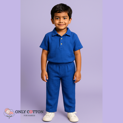 Muslin Polo Tee with Full Length Pajama - Combo of 4 Sets