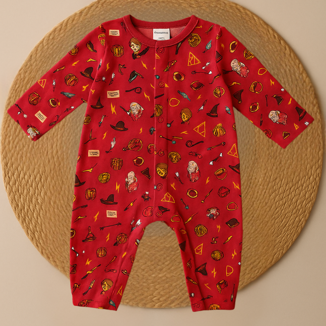 Cotton Flannel Snap Up Rompers - Combo of 2 (Harry Potter)