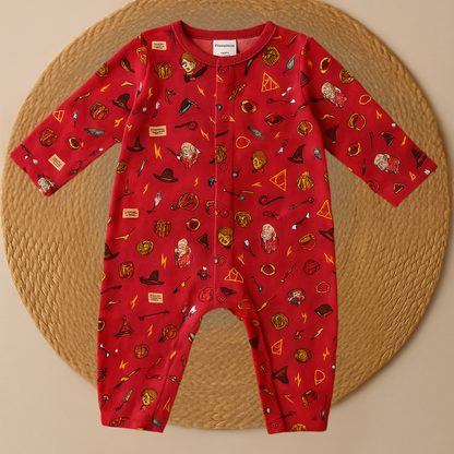 Cotton Flannel Snap Up Rompers - Combo of 2 (Harry Potter)