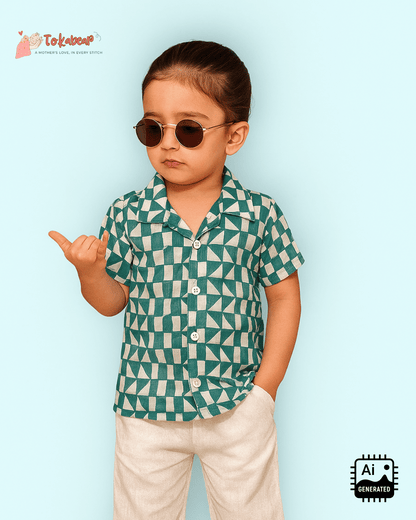 Organic Cotton Muslin Half-Sleeve Shirt for Boys – Resort Collar