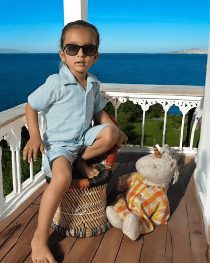 Short Sleeve Resort Collar Shirt with Shorts - Unisex Muslin Co-ord Set