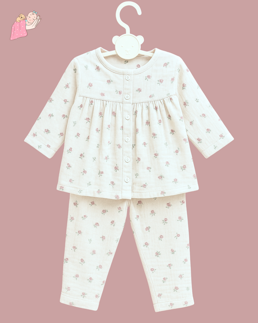 Organic Cotton Muslin Peplum Perfection Night Suit for girls - Set of 2