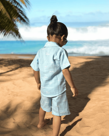 Short Sleeve Resort Collar Shirt with Shorts - Unisex Muslin Co-ord Set