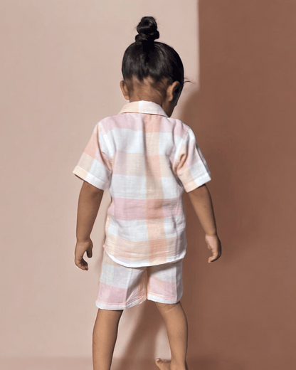 Short Sleeve Resort Collar Shirt with Shorts - Unisex Muslin Co-ord Set
