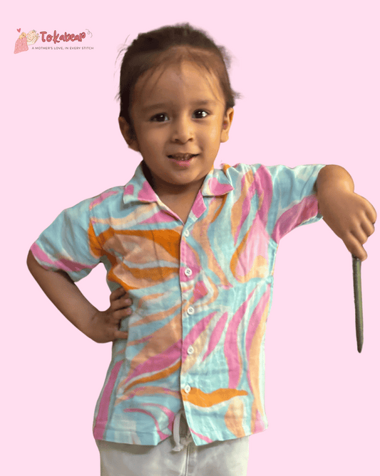 Organic Cotton Muslin Half-Sleeve Shirt for Boys – Resort Collar