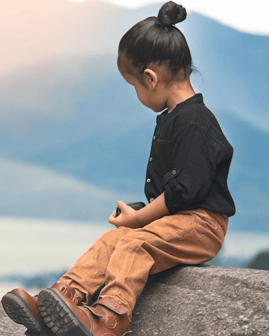 Organic Cotton Muslin Full Sleeve Shirt for Boys – Mandarin Collar