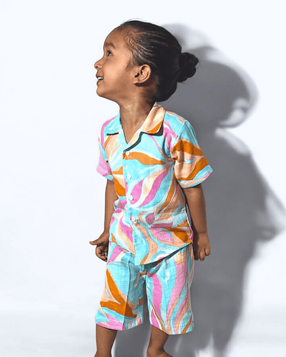 Unisex Resort Collar Muslin Co-ord Set Combo (Combo of 2 Sets)
