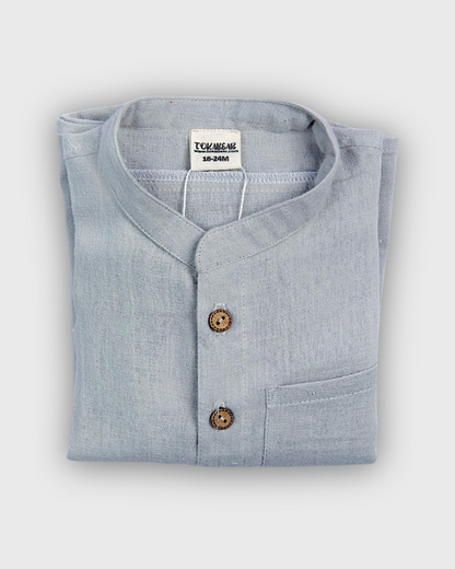 Organic Cotton Muslin Full Sleeve Shirt for Boys – Mandarin Collar