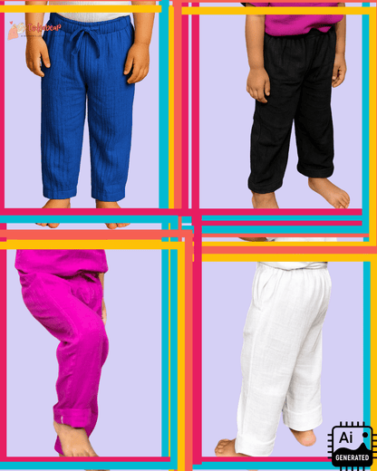 Muslin Full Length Bottoms (Pajama) - Set of 4
