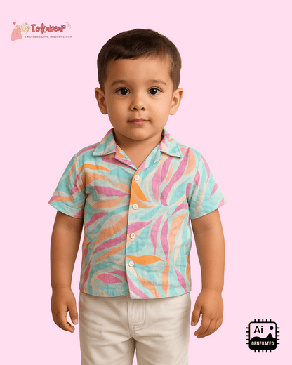 Organic Cotton Muslin Half-Sleeve Shirt for Boys – Resort Collar