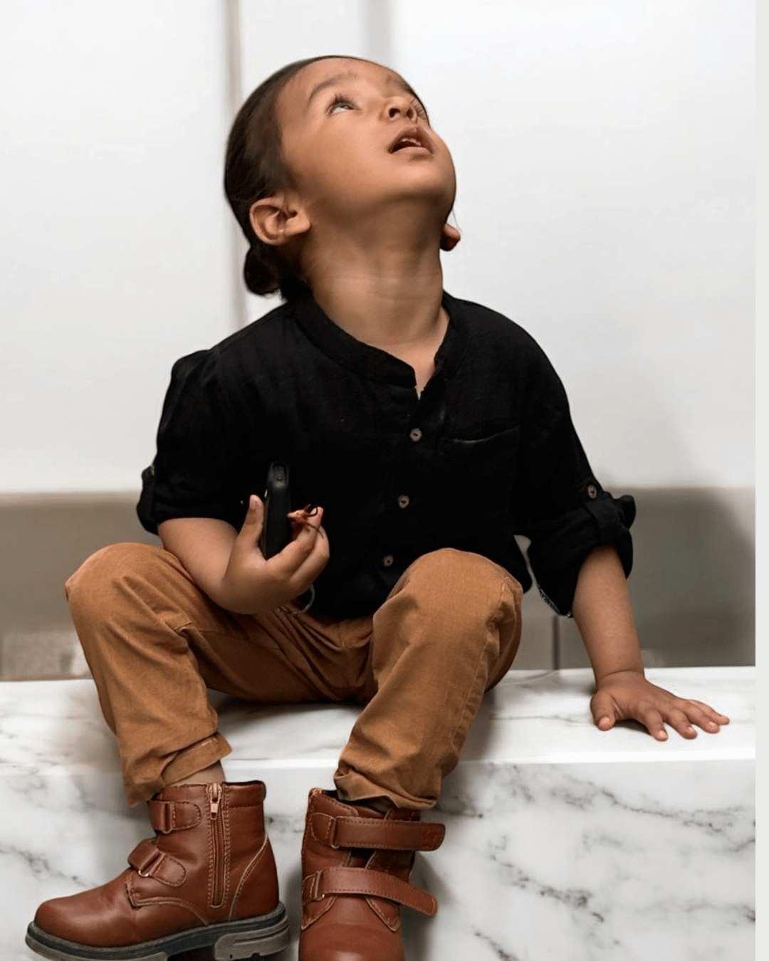 Organic Cotton Mandarin Collar Shirt with Roll Up Sleeves (Combo of Three)