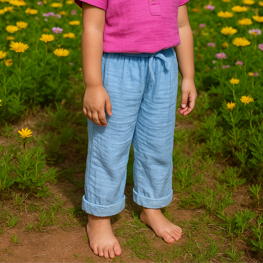 Organic Cotton Muslin Bottoms with Adjustable Waistband (Set of 3)