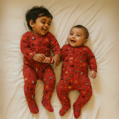Cotton Flannel Snap Up Rompers - Combo of 2 (Harry Potter)