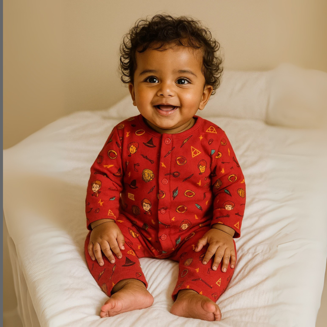 Cotton Flannel Snap Up Rompers - Combo of 2 (Harry Potter)