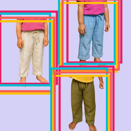 Organic Cotton Muslin Bottoms with Adjustable Waistband (Set of 3)