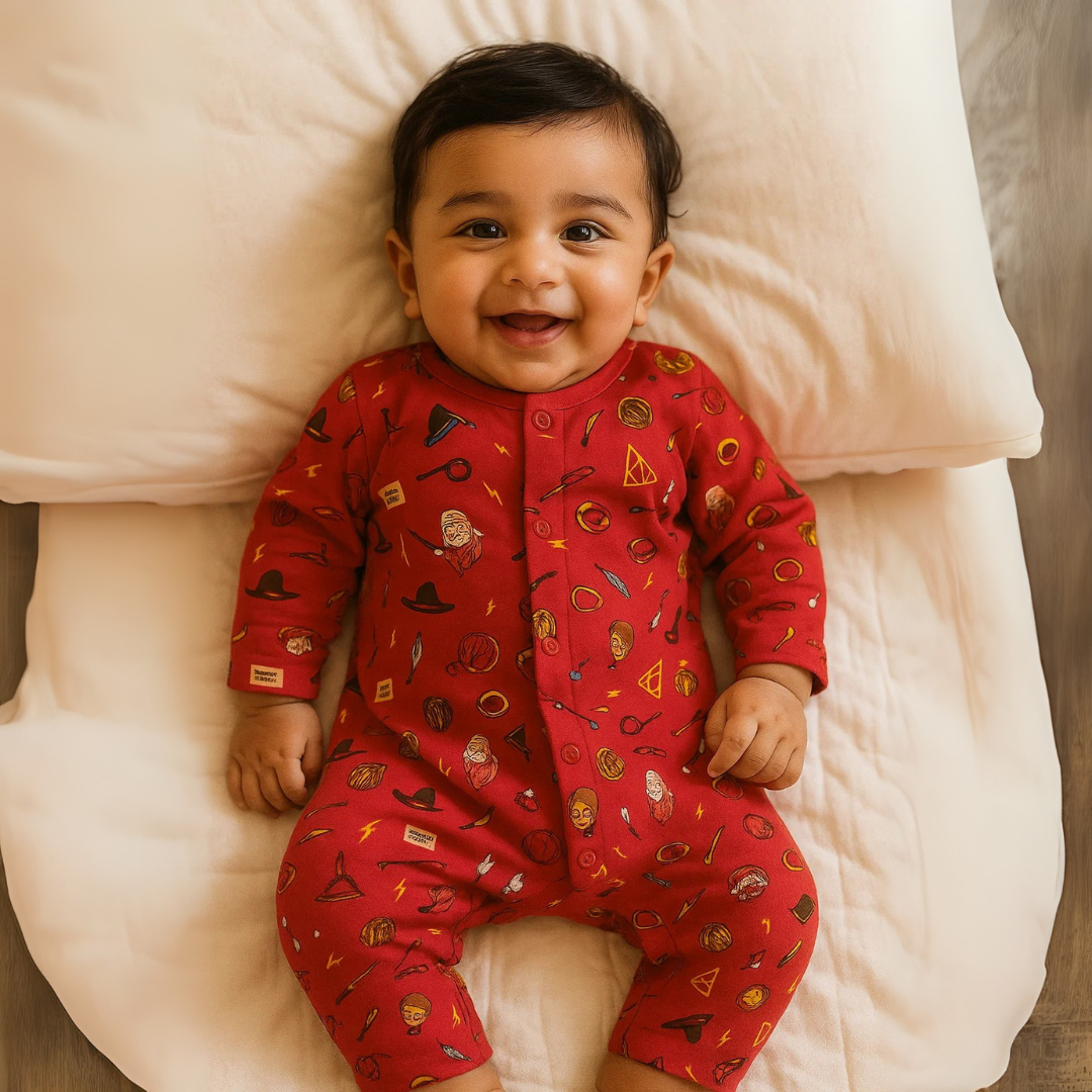 Cotton Flannel Snap Up Rompers - Combo of 2 (Harry Potter)
