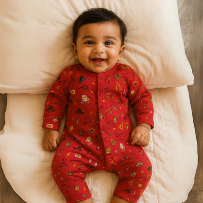 Cotton Flannel Snap Up Rompers - Combo of 2 (Harry Potter)